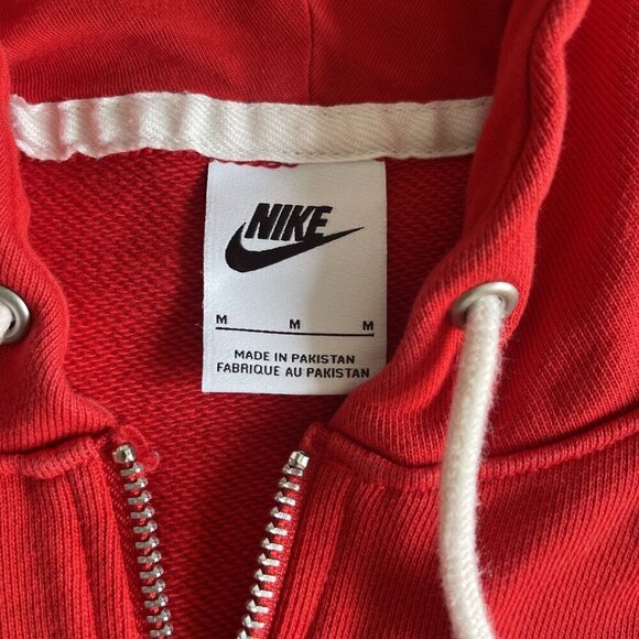 Nike Mens SZ M Embroidered Logo Half Zip Hooded Fleece Pullover Pocket Red - Picture 8 of 10